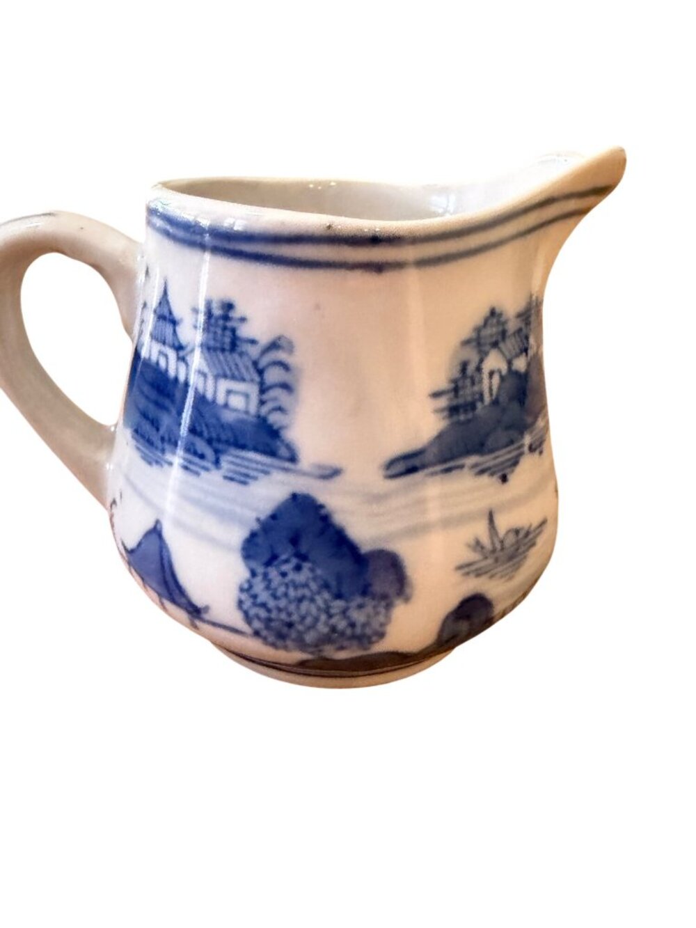 Vintage Canton Chinoiserie Cream & Sugar Set with Butterfly Lid – Blue and White - Picture 6 of 14